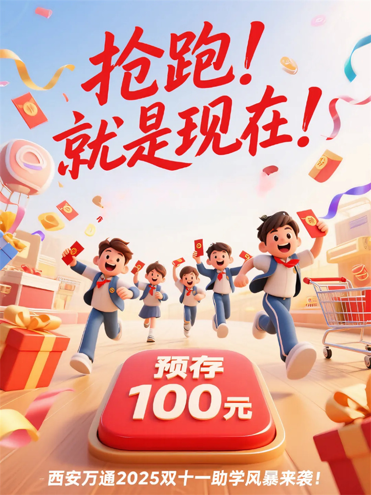 抢跑！就是现在！西安万通2025双十一助学风暴来袭！预缴100元狂揽六重豪礼，名企定向班助你锁定高“新”未来！